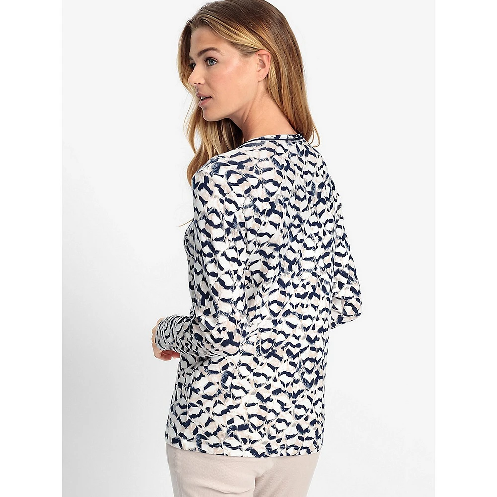 Feather-Print Long-Sleeve T-Shirt