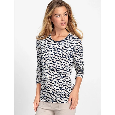 Feather-Print Long-Sleeve T-Shirt