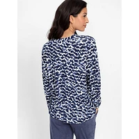 Feather-Print Long-Sleeve Top