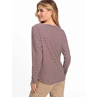 Placement-Print Striped Long-Sleeve T-Shirt