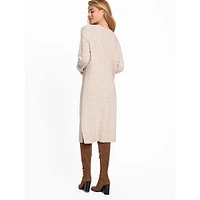 Boatneck Horizonal Ribbed Midi Sweater Dress