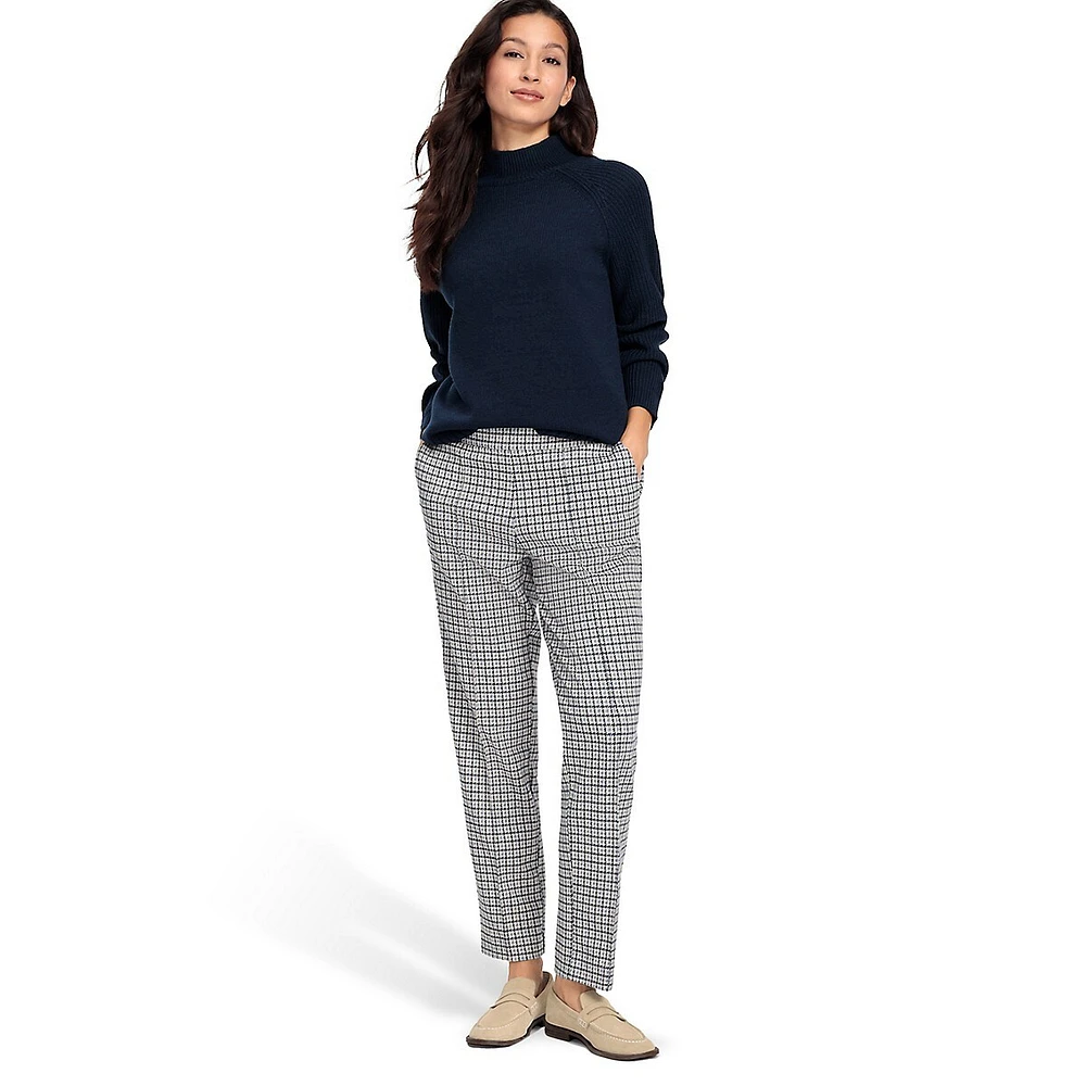 Puppytooth-Pattern Pull-On Dress Pants