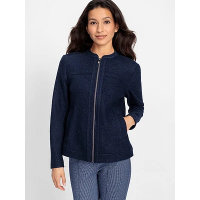 Front-Zip Boiled Wool-Blend Jacket