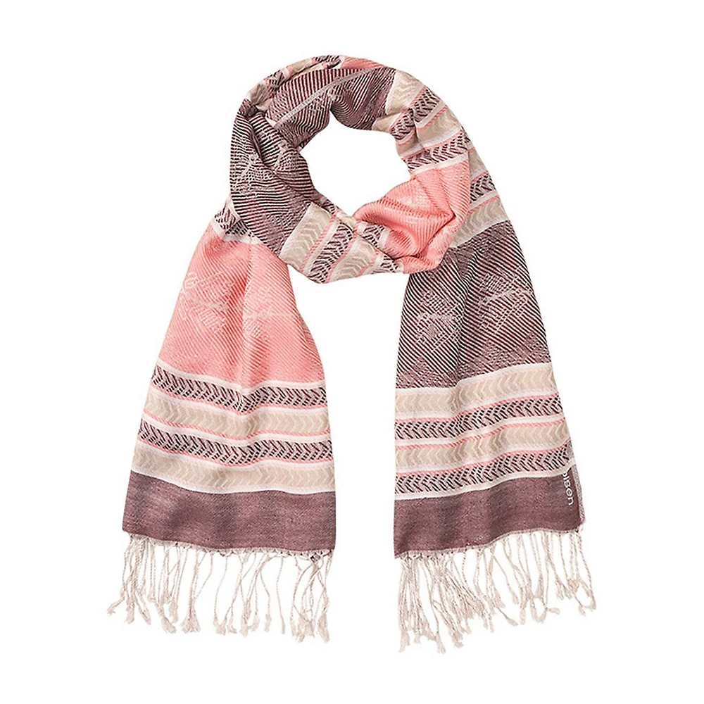 Multi-Pattern Scarf with Fringe