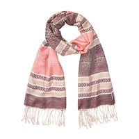 Multi-Pattern Scarf with Fringe