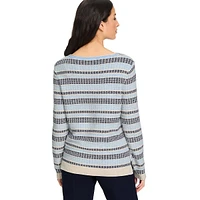 Geormetric-Stripe Boatneck Sweater