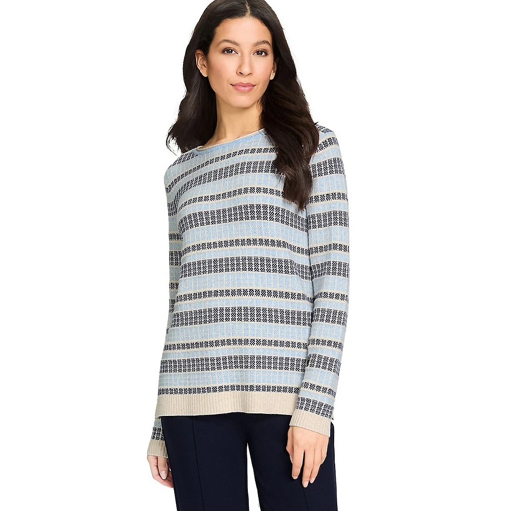 Geormetric-Stripe Boatneck Sweater