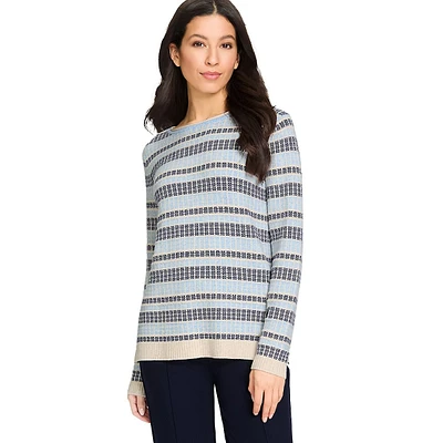 Geormetric-Stripe Boatneck Sweater