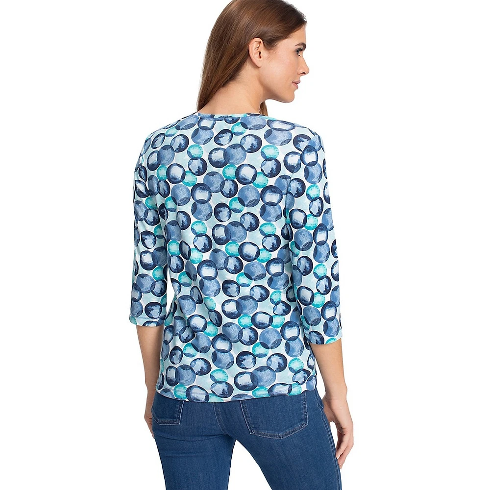 Bubble-Print Three-Quarter Sleeve T-Shirt