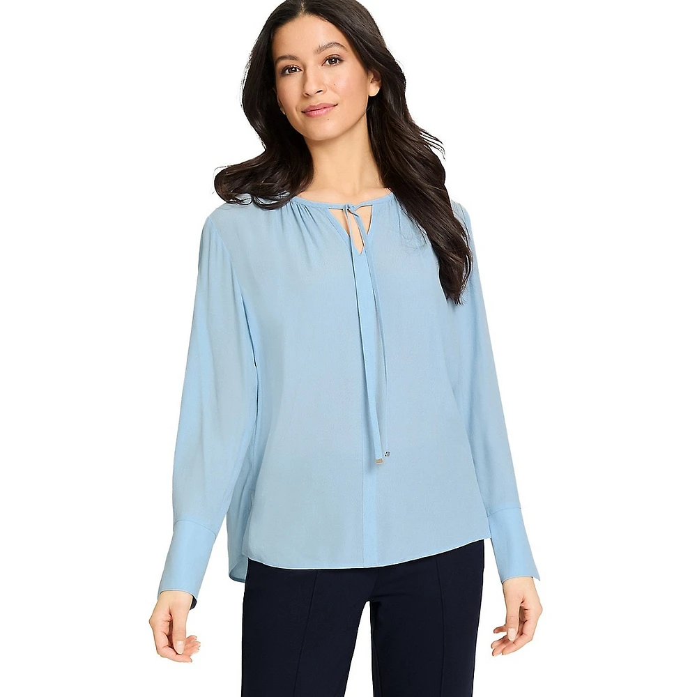 Self-Tie Keyhole Blouse