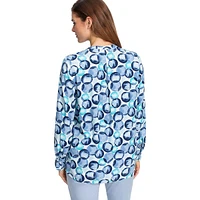 Bubble-Print Splitneck Shirt