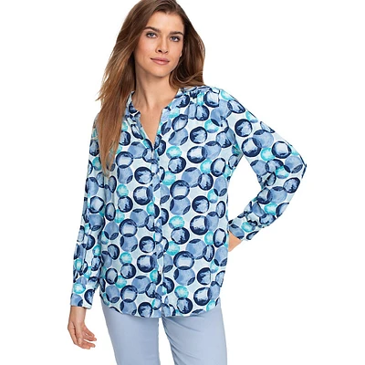 Bubble-Print Splitneck Shirt