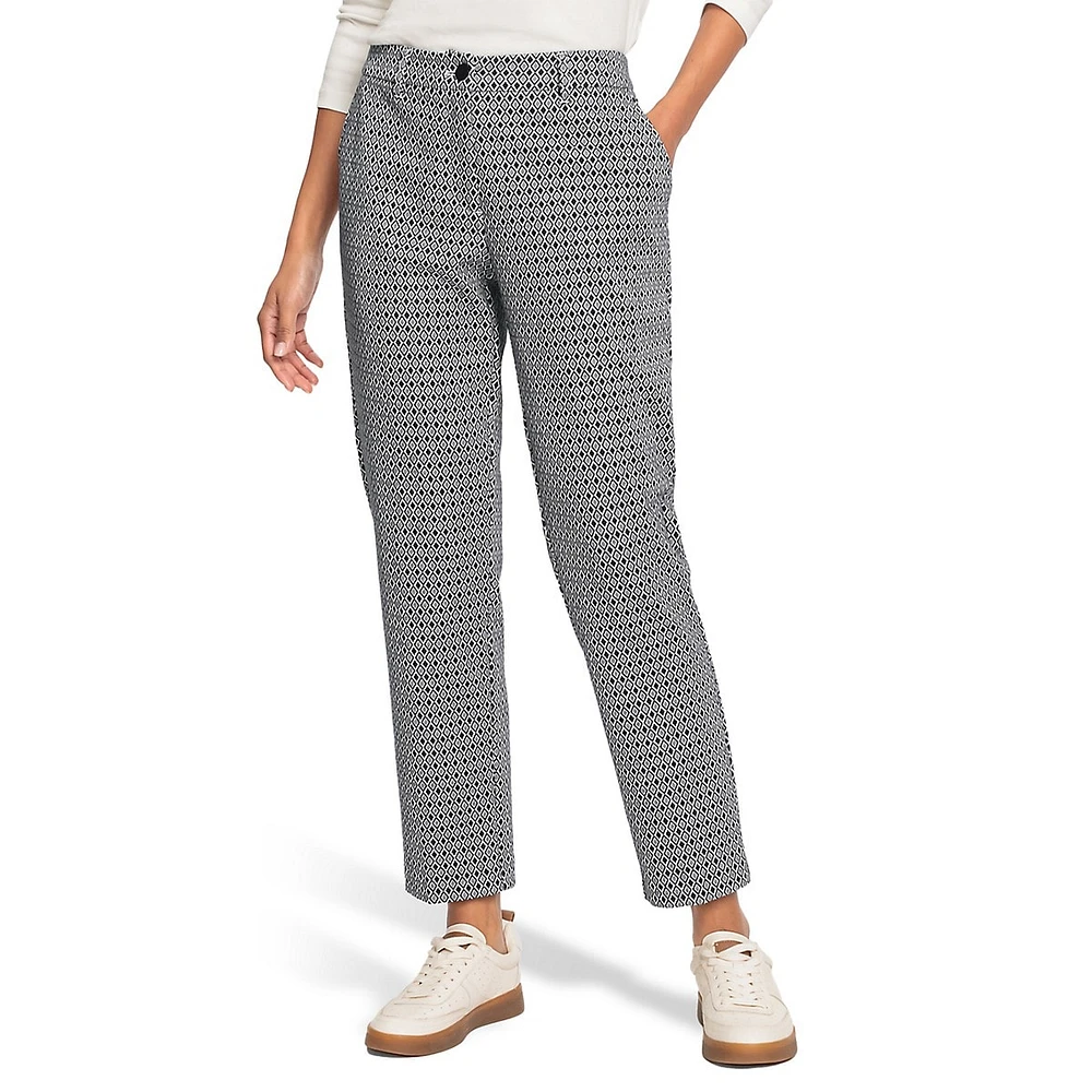 Lisa Fit Geo-Print Straight Ankle Dress Pants