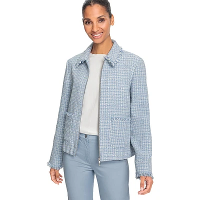 Zip-Front Tweed Jacket