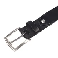 Extendable Leather Belt With Brushed Nickel Hardware