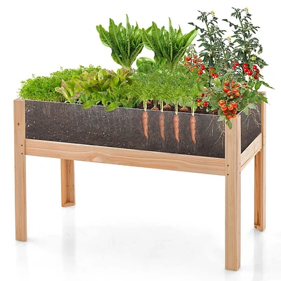 Raised Wooden Garden Bed 24"/31" Elevated Planter Box Plant Terrarium With Drain Holes