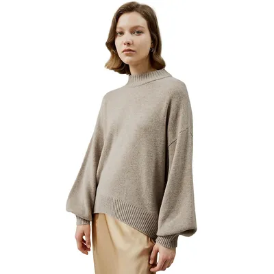 Bubble Sleeves Merino Wool Sweater For Women