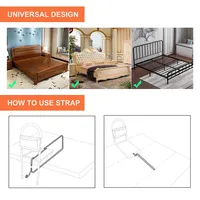 Medical Adjustable Bed Assist Rail For Elderly, With Storage Pocket & Fixed Strap - Black