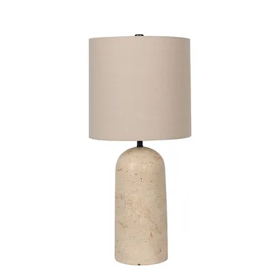 25"h Travetine Table Lamp- Cone