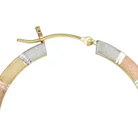 10kt Bonded On Sterling Silver 1/10 Tri-color Hoop Earrings