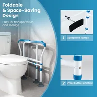 Toilet Safety Rail Safety Frame For Toilet W/ Fixed Strap For Elderly & Handicap