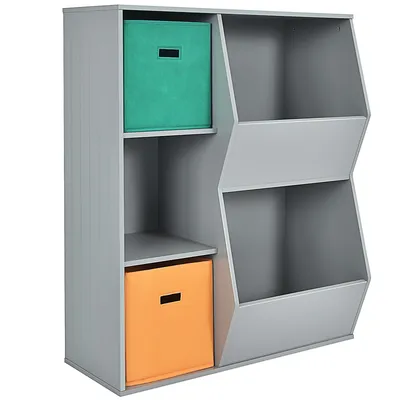 Kids Toy Storage Cubby Bin Floor Cabinet Shelf Organizer W/2 Baskets