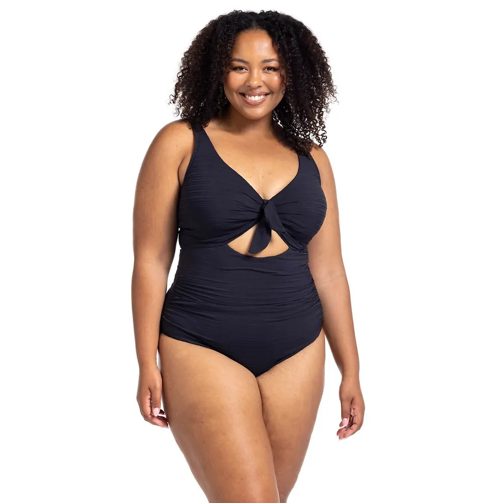 Recycled Microfibre Gathered One-Piece Bandeau Swimsuit 