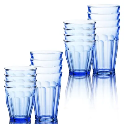 Picardie Marine Blue Assorted Glasses, Set Of 16