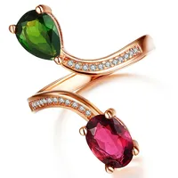 1.33 Ct Multi Multi-color Tourmaline Ring 0.925 Rose Sterling Silver