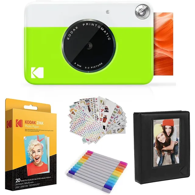 Kodak Printomatic Instant Camera Bundle W/Zink Paper 100-Pack