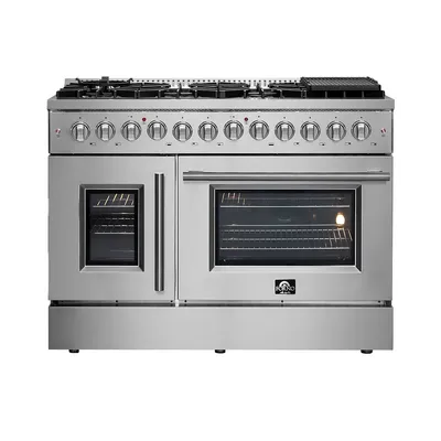 Galiano 48-inch French Door Dual Fuel Range All Stainless Steel with 8 Sealed Burners, 6.58 cu. ft. double ovens & Griddle - FFSGS6356-48