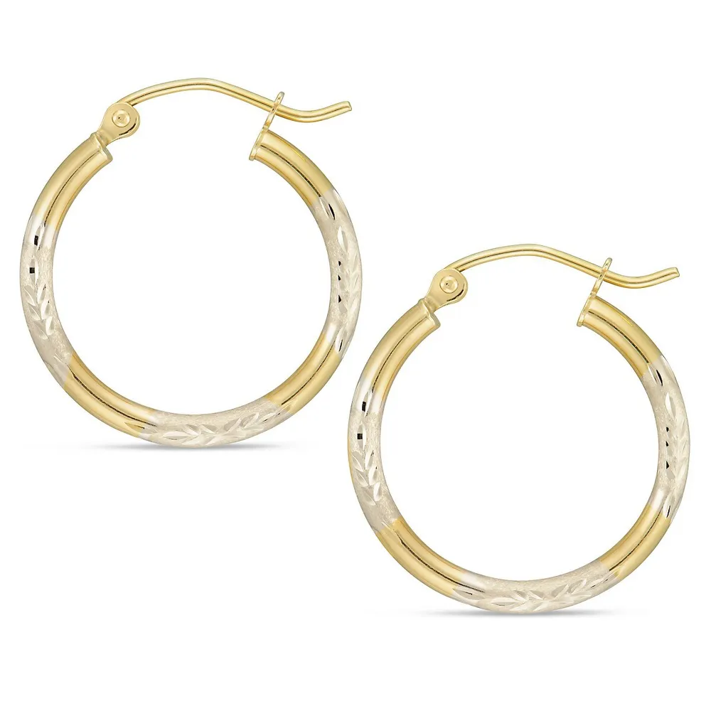 10kt White Gold Crystal Bead Hoop Earrings