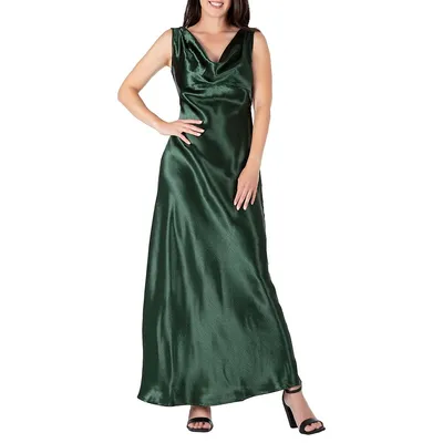 Women's Cowl Neck A-line Sleeveless Maxi Dress