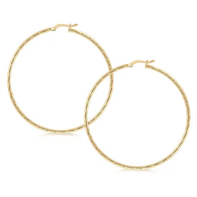 18kt Gold Plated Textured Hoop Earring
