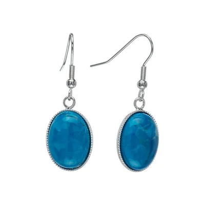 Blue Howlit Oval Drop Earrings