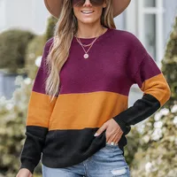 Women's Colorblock Striped Rib Sweater