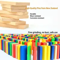 120 pcs Wooden Dominos Blocks Set Building Block Tile Educational Toy for Kids