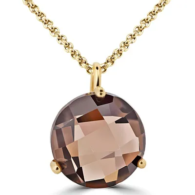1.4 Ct Round Brown Topaz Solitaire Pendant Necklace 10k Yellow Gold