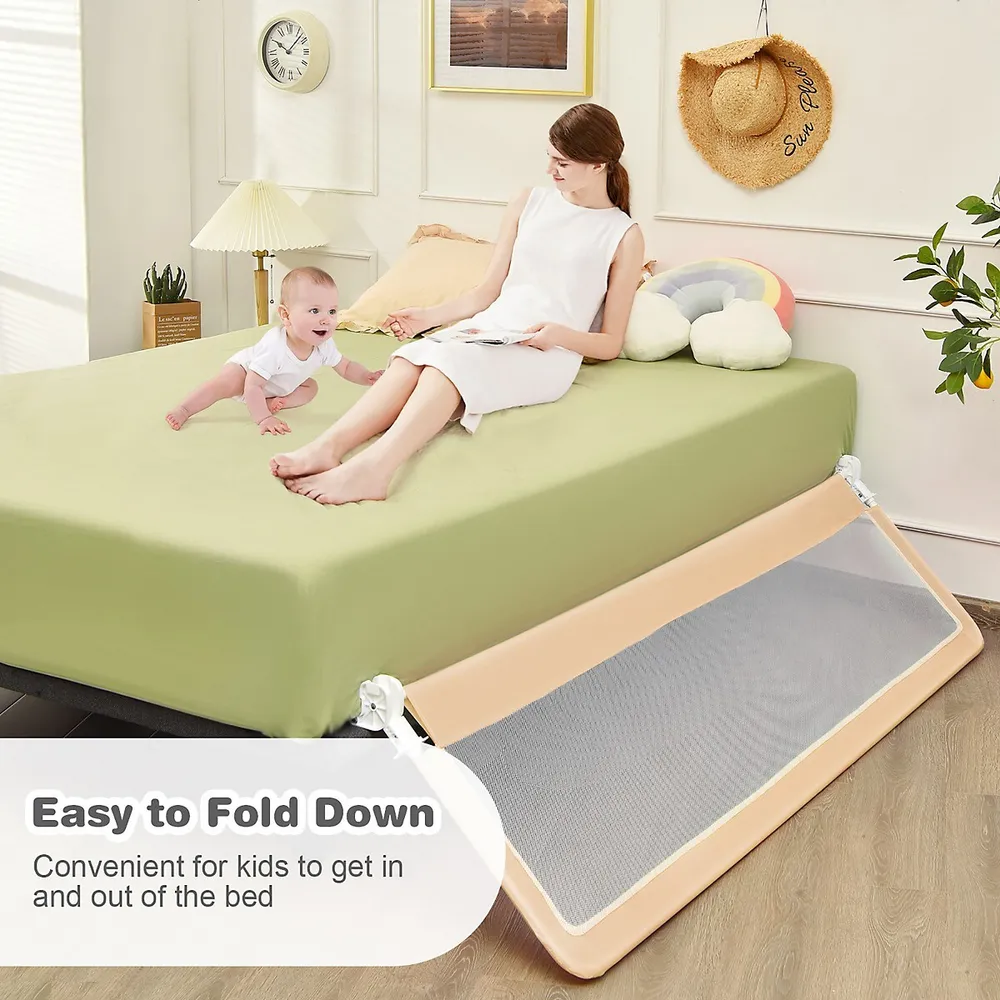 Babyjoy 71"foldable Baby Bed Rail Guard Toddlers Swing Down Safety Bedrail
