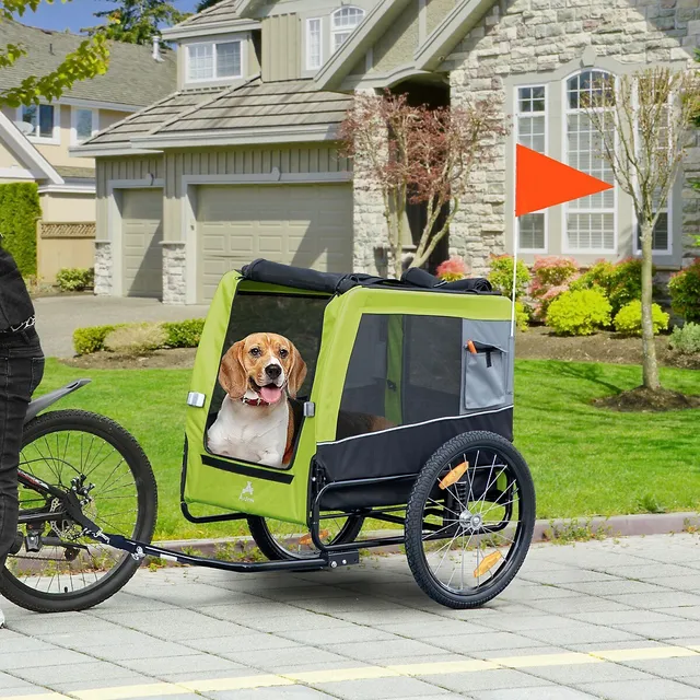 Dog Bike Trailer Foldable Pet Cart with 3 Entrances for Travel