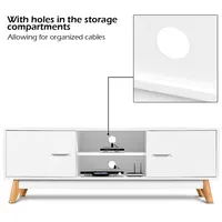 Tv Stand Entertainment Center Console Cabinet Stand 2 Doors Shelves White