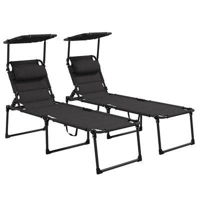 Folding Chaise Lounge With Sunroof, Tanning Chairs