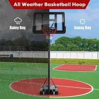 4.25-10ft Portable Adjustable Basketball Hoop System With 44" Backboard 2 Nets
