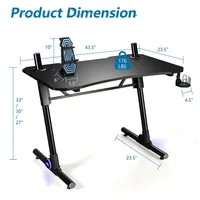 Gaming Computer Desk Height Adjustable With Led Light & Gaming Handle Rack