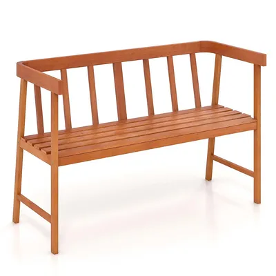 Patio Acacia Wood Bench 2-person Slatted Seat Backrest 800 Lbs Outdoor Natural