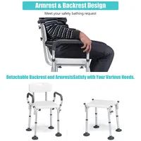 Shower Chair Bathtub Adjustable Height Bench W/ Removable Armrests & Back