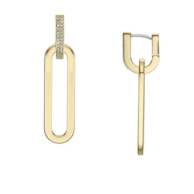 Women's Heritage D-link Glitz Gold-tone Stainless Steel Drop Earrings