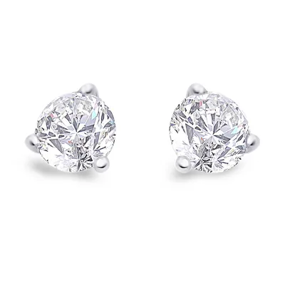 10k White Gold 0.51 Cttw Canadian Diamond Martini Setting 3 Claw Solitaire Stud Earrings