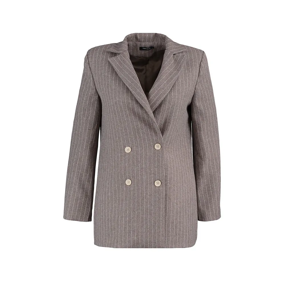 Women Regular Fit Double Breasted Lapel Collar Woven Jacket