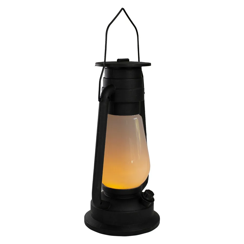 Northlight 9 LED Battery Operated Black Lantern with Flameless Candle